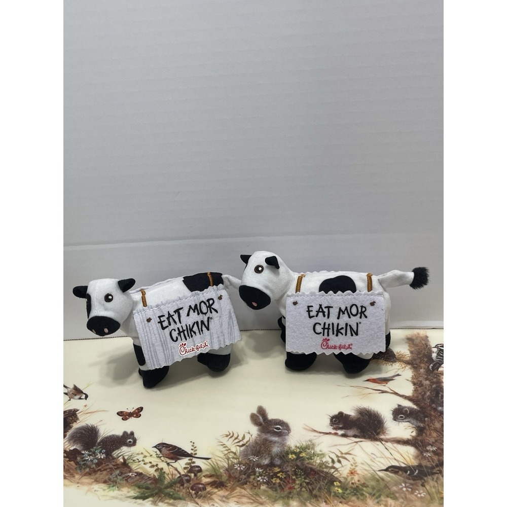 Chick-fil-A "Eat Mor Chicken" Ad Cows Plush Stuffed Animal 5" 2014 & 2024